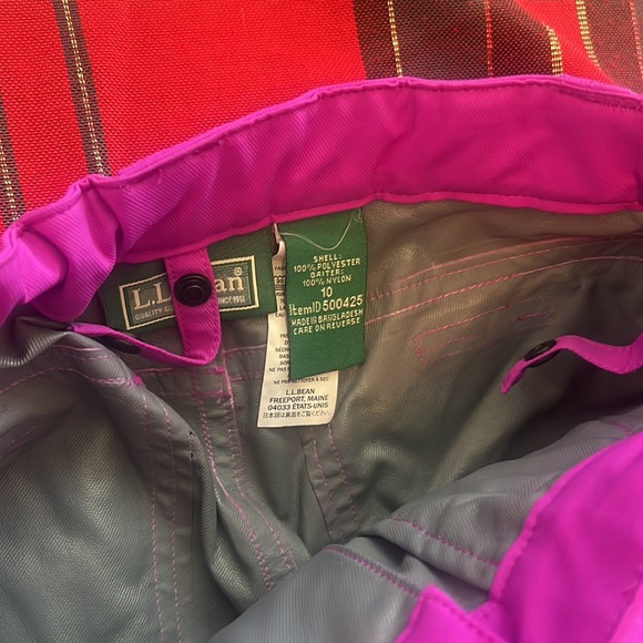 LL Bean Snowpants Kids Fushia pink Size 10 - Picture 7 of 7